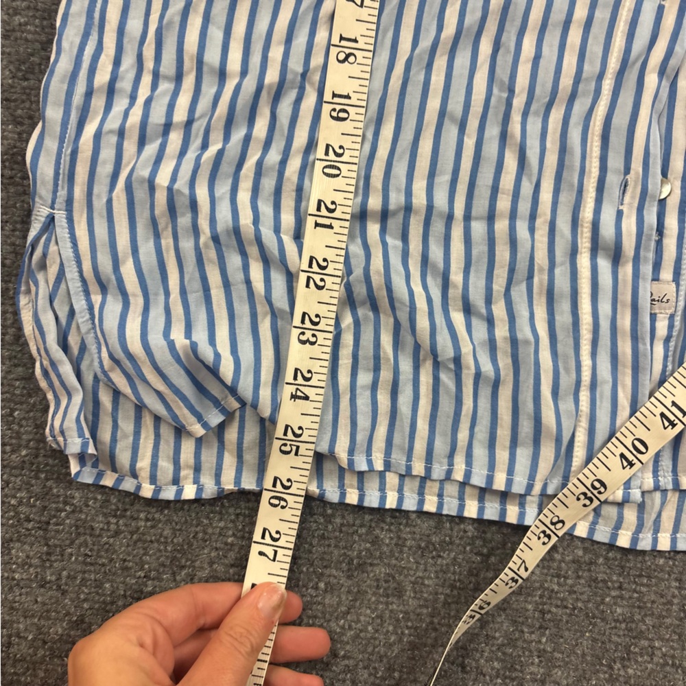 RAILS Womens Blue/White Stripe Button Up Cap Sleeve Blouse Mel Mar Stripe Medium - Picture 4 of 7